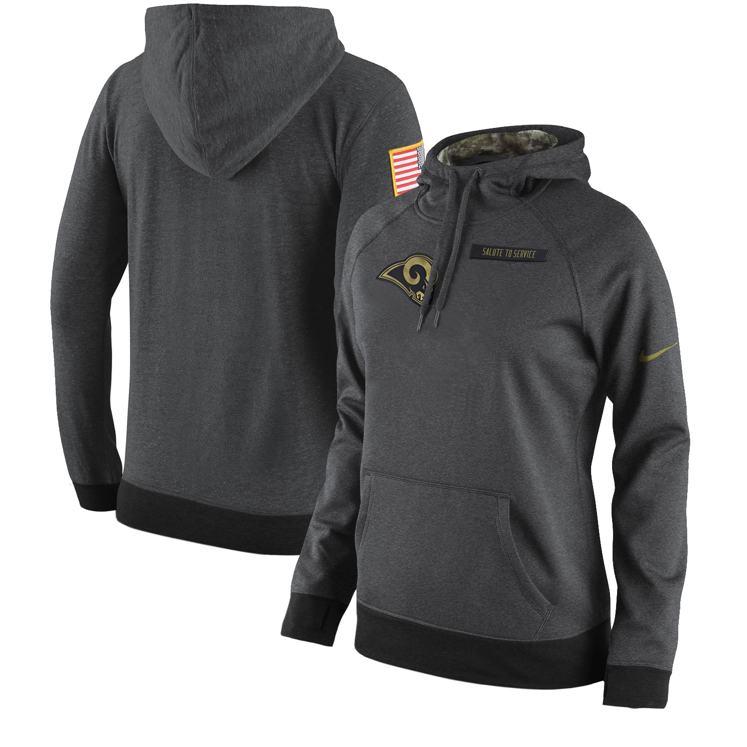 Women NFL Los Angeles Rams Nike Olive Salute To Service Hoodie->women nfl jersey->Women Jersey